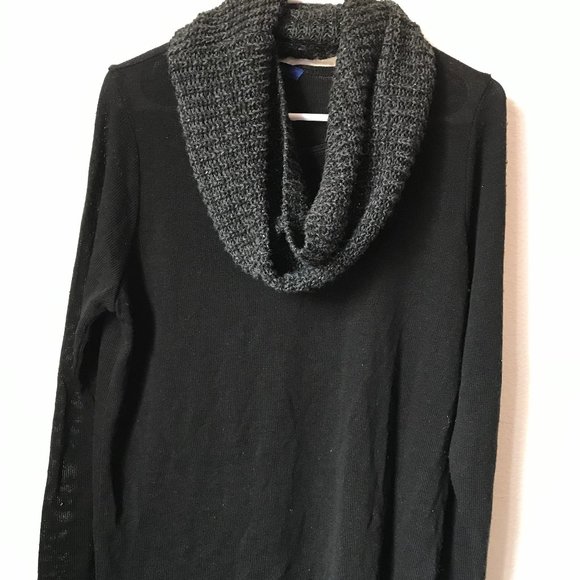 Apt. 9 Sweaters - Black sweater with detachable scarf, 0X